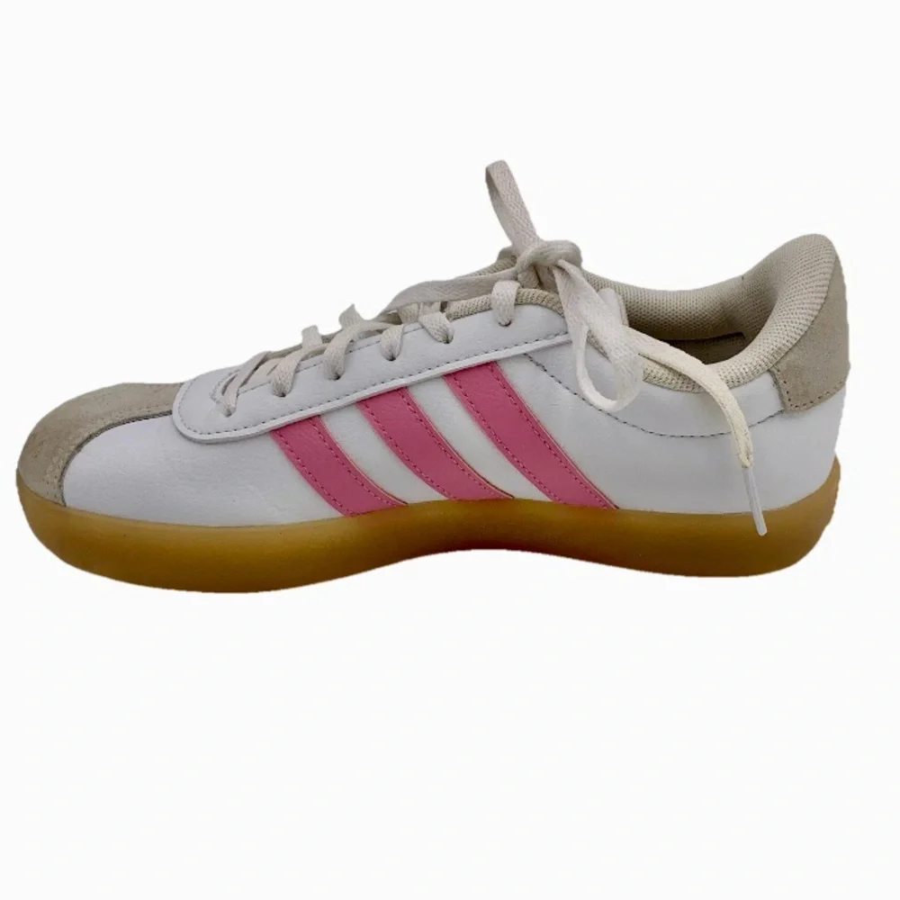 Adidas VL Court 3.0 Sneakers Shoes Women Or Big Girls Sz 5 Pink & White Youth‎
